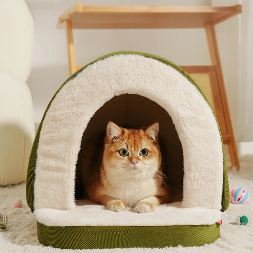 Caverne pour chat et chien chaude et douillette style grotte pour un sommeil profond - Image 11