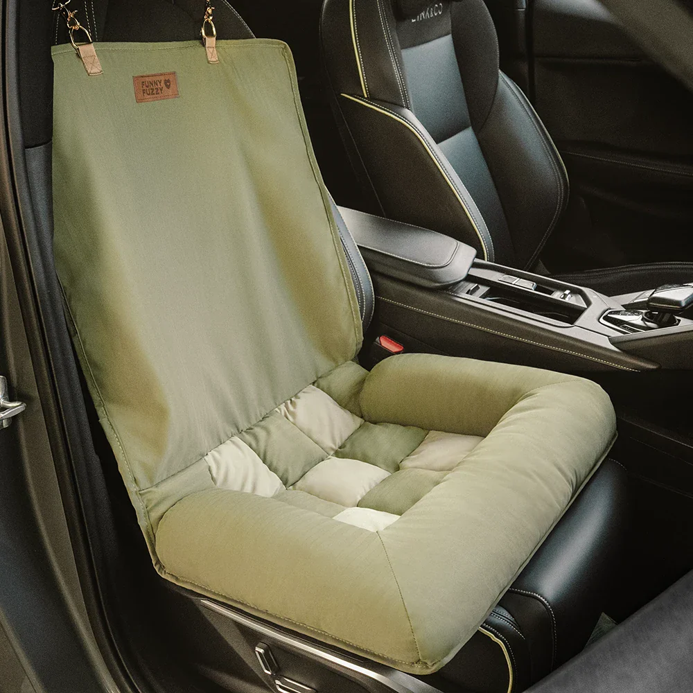 Coussin de voyage pour la sécurité arrière de siège unique pour chien de grande taille – Lit de voiture style échiquier - Image 2
