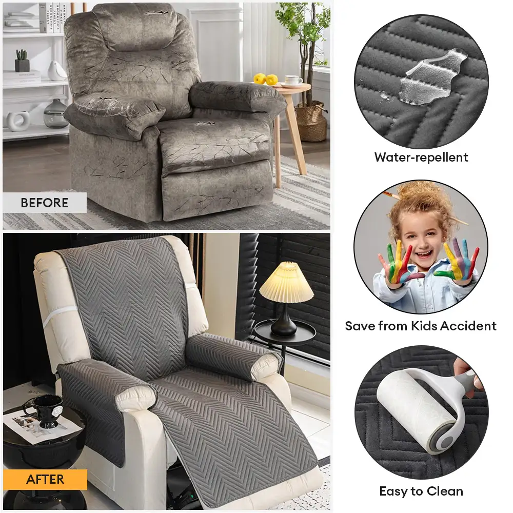 Housse de canapé Housse fauteuil Couvre-canapé relevable résistant à l'eau avec sangles élastiques - Classique W - Image 3