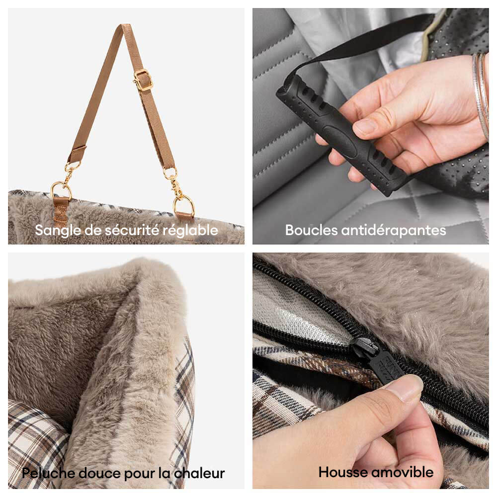 Grand siège auto classique en peluche pour chien - Protection Assurée - Image 4