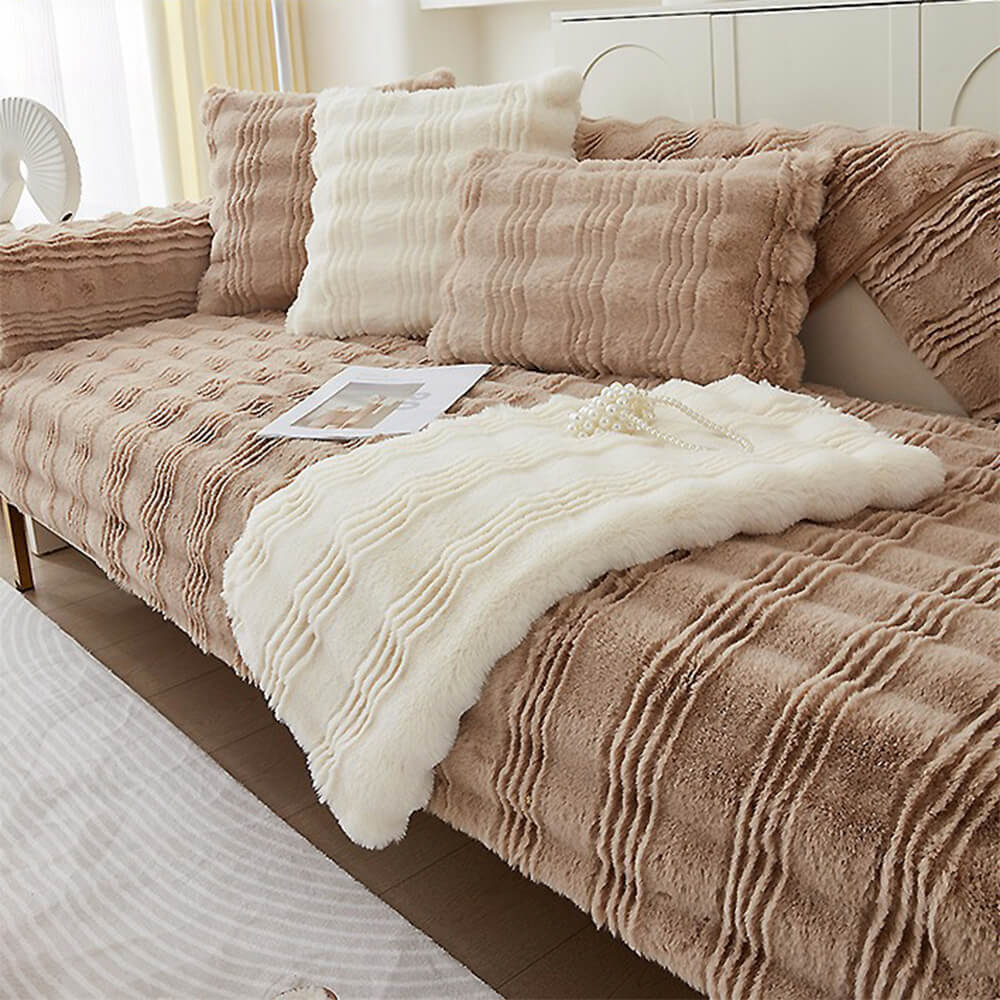 Housse de canapé antidérapante en fausse fourrure de lapin moderne et confortable - Image 10
