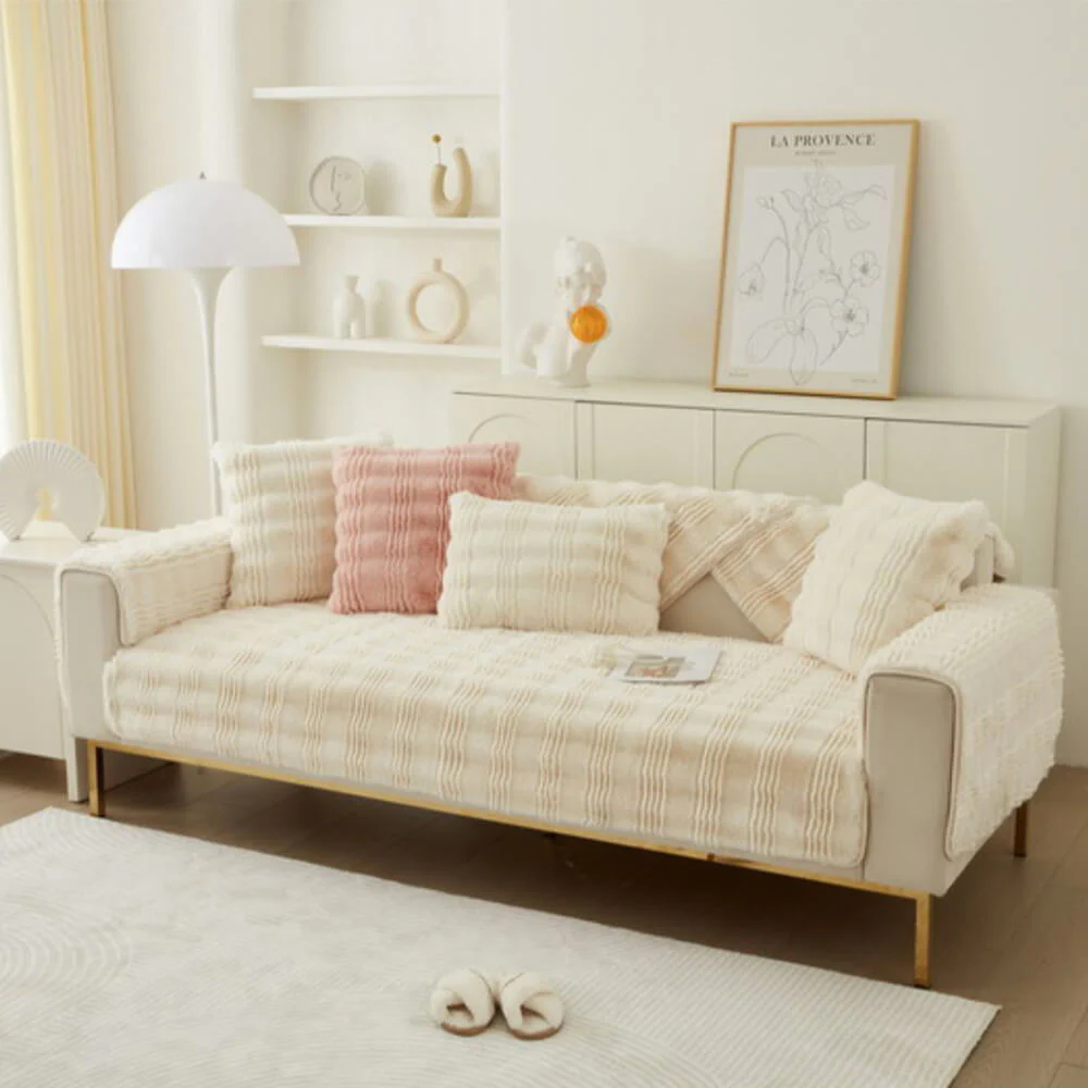 Housse de canapé antidérapante en fausse fourrure de lapin moderne et confortable - Image 18