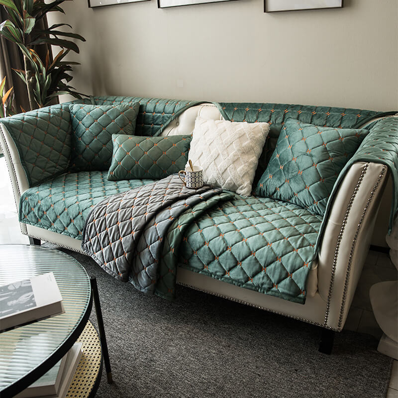 Housse de canapé antidérapante en velours matelassé de luxe - Image 12