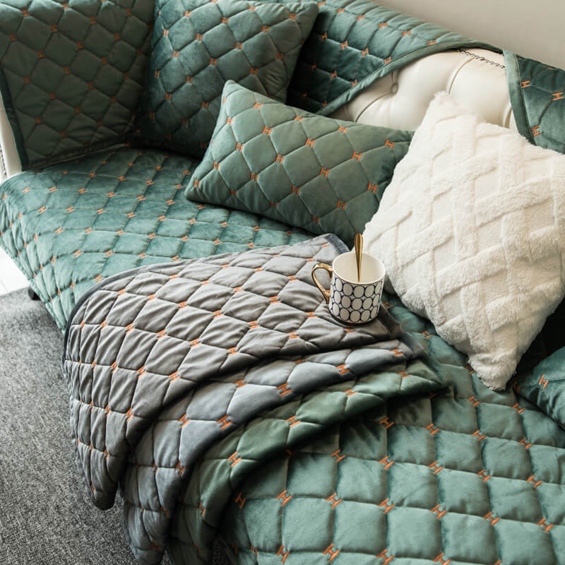 Housse de canapé antidérapante en velours matelassé de luxe - Image 13