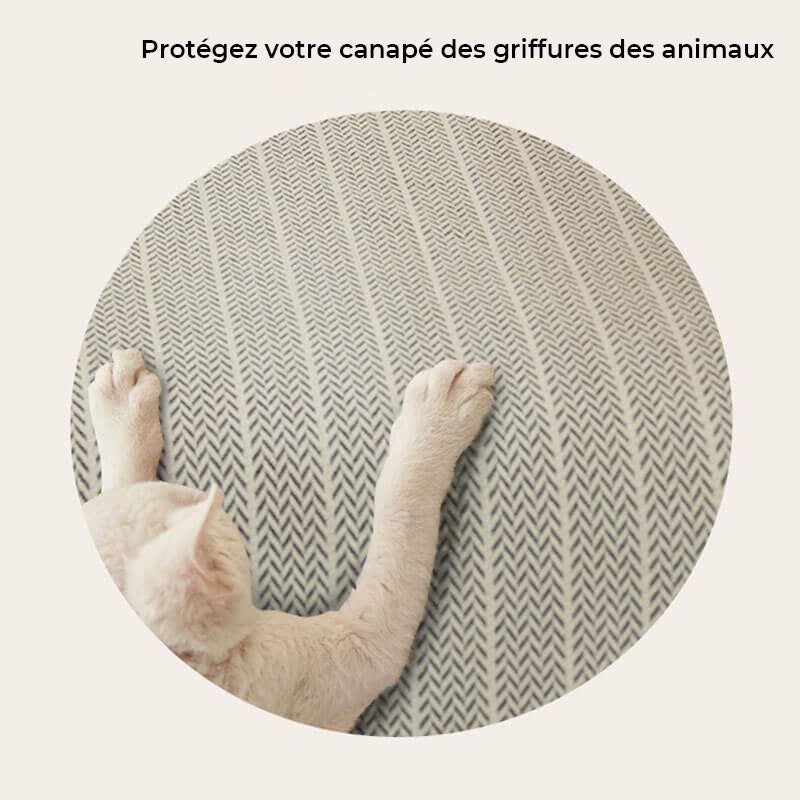 Housse de canapé en chenille anti-griffes à chevrons de couleur unie - Image 2