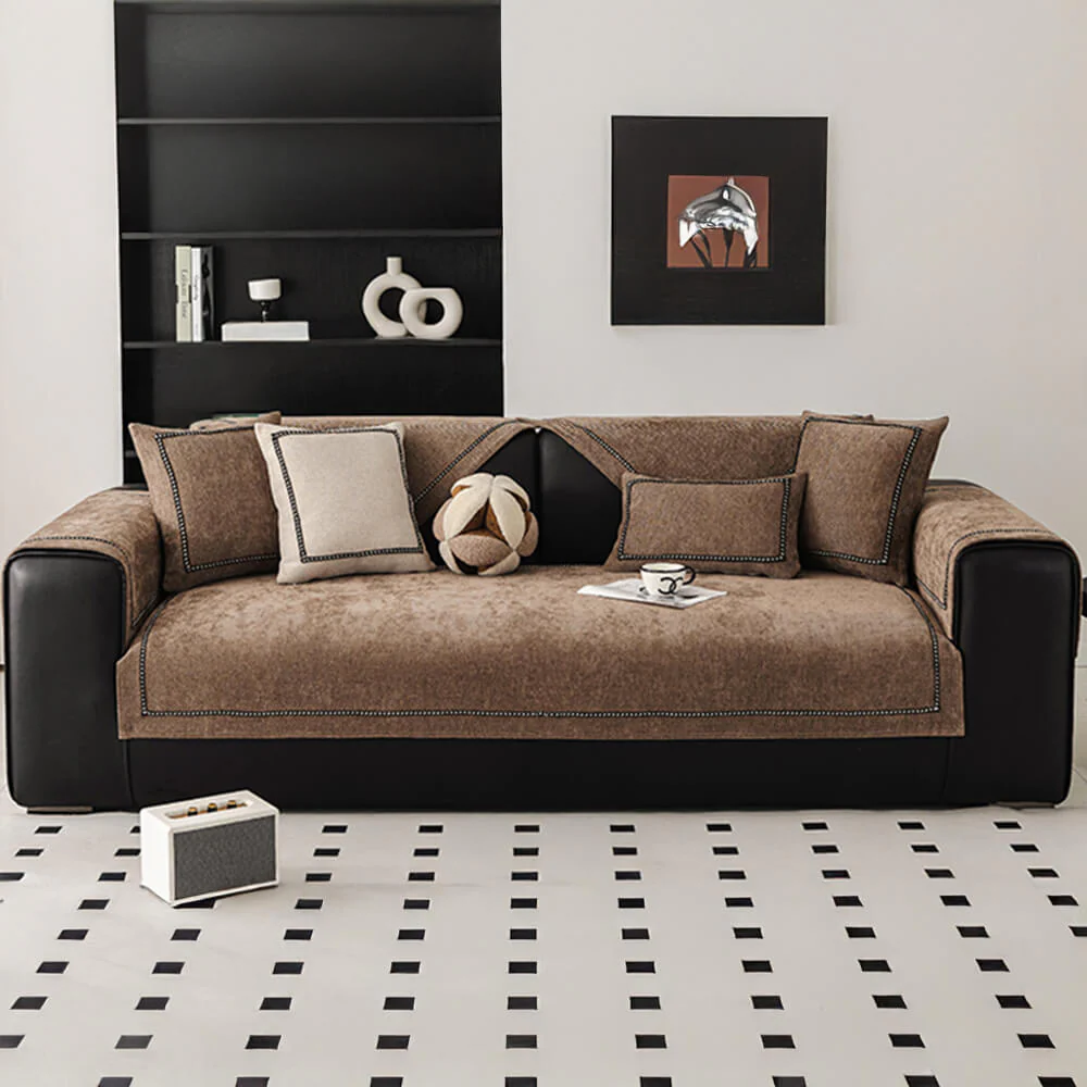 Housse de canapé en chenille antidérapante à poids élevé jacquard moderne et simple - Image 5