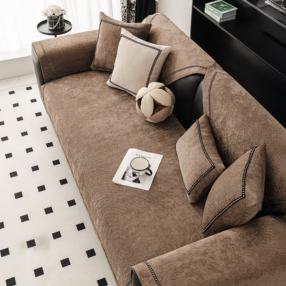Housse de canapé en chenille antidérapante à poids élevé jacquard moderne et simple - Image 6