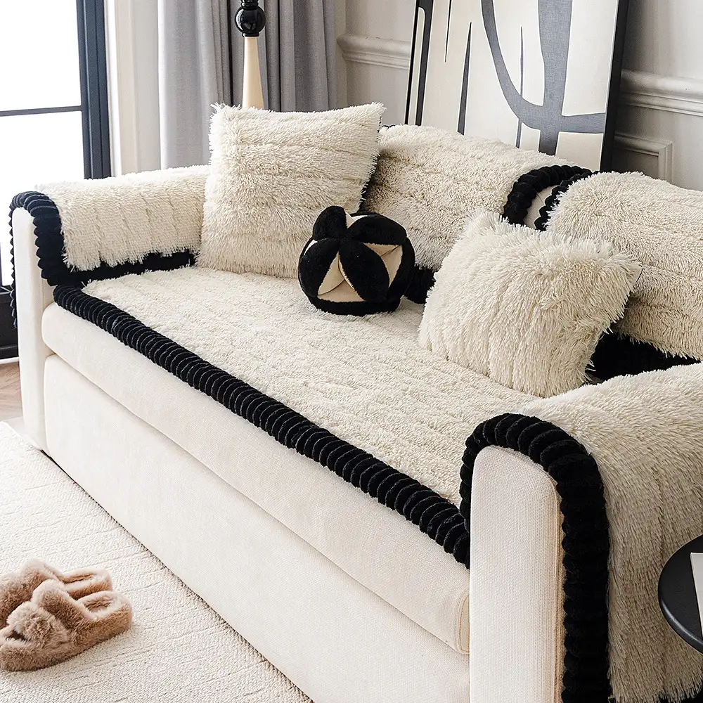 Housse de canapé en peluche luxueuse épaisse confortable et antidérapante - Image 5