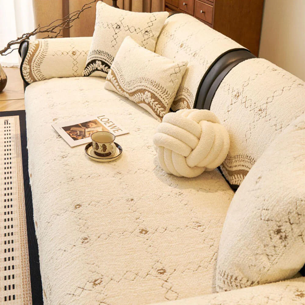 Housse de canapé en peluche motif ondulé résistante aux rayures - Image 8