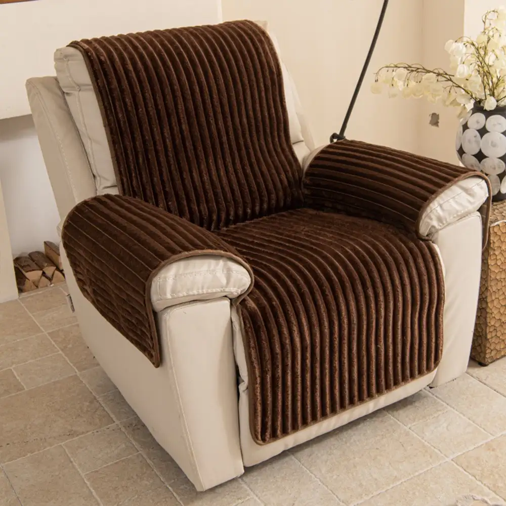 Housse fauteuil de canapé en une seule pièce non glissante, douce et adaptée aux animaux - Rayures - Image 14