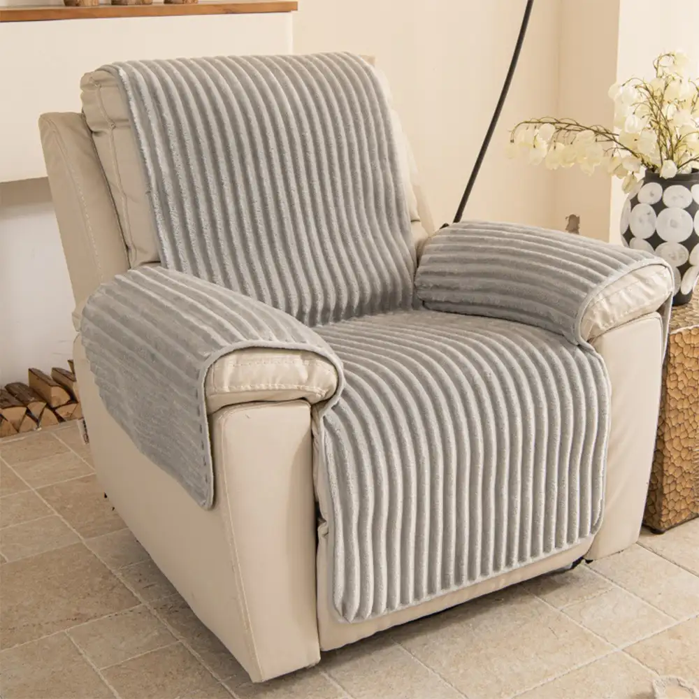 Housse fauteuil de canapé en une seule pièce non glissante, douce et adaptée aux animaux - Rayures - Image 15