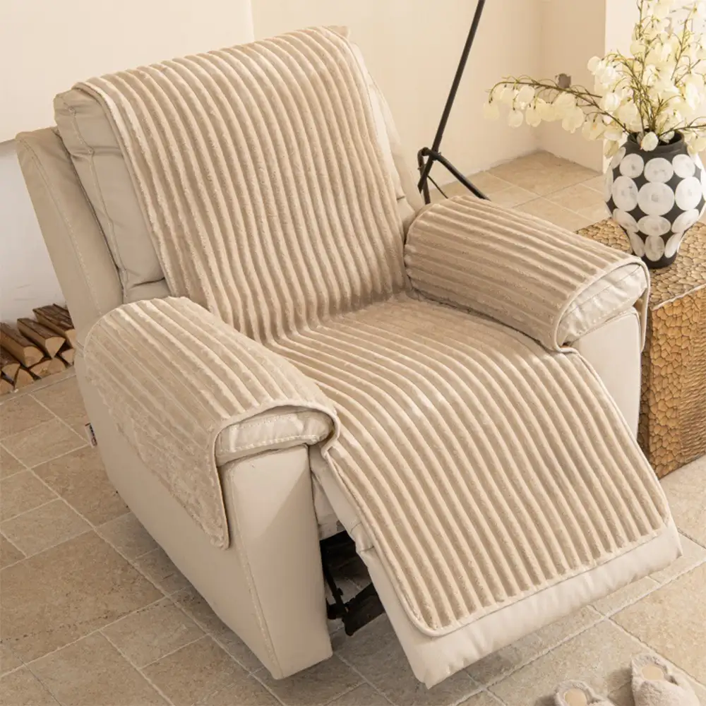 Housse fauteuil de canapé en une seule pièce non glissante, douce et adaptée aux animaux - Rayures - Image 17