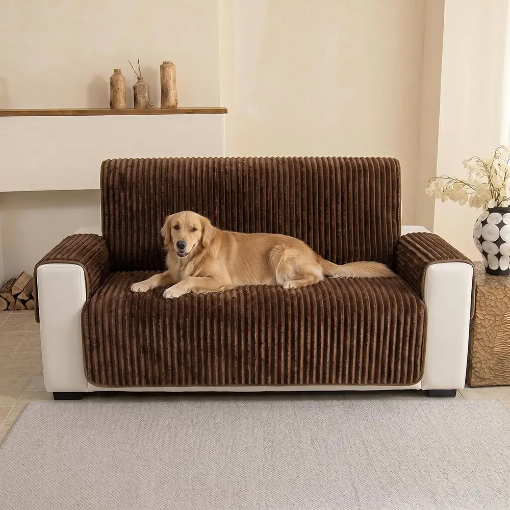 Housse fauteuil de canapé en une seule pièce non glissante, douce et adaptée aux animaux - Rayures - Image 18