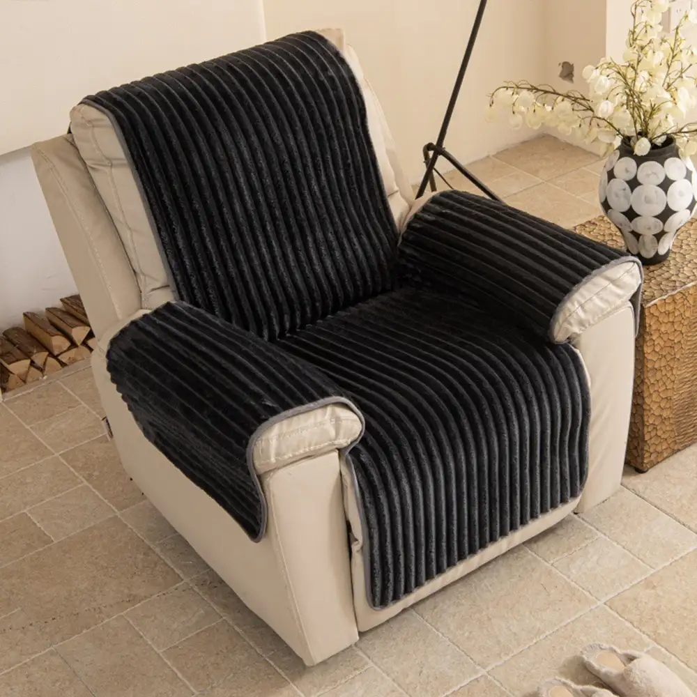 Housse fauteuil de canapé en une seule pièce non glissante, douce et adaptée aux animaux - Rayures - Image 19