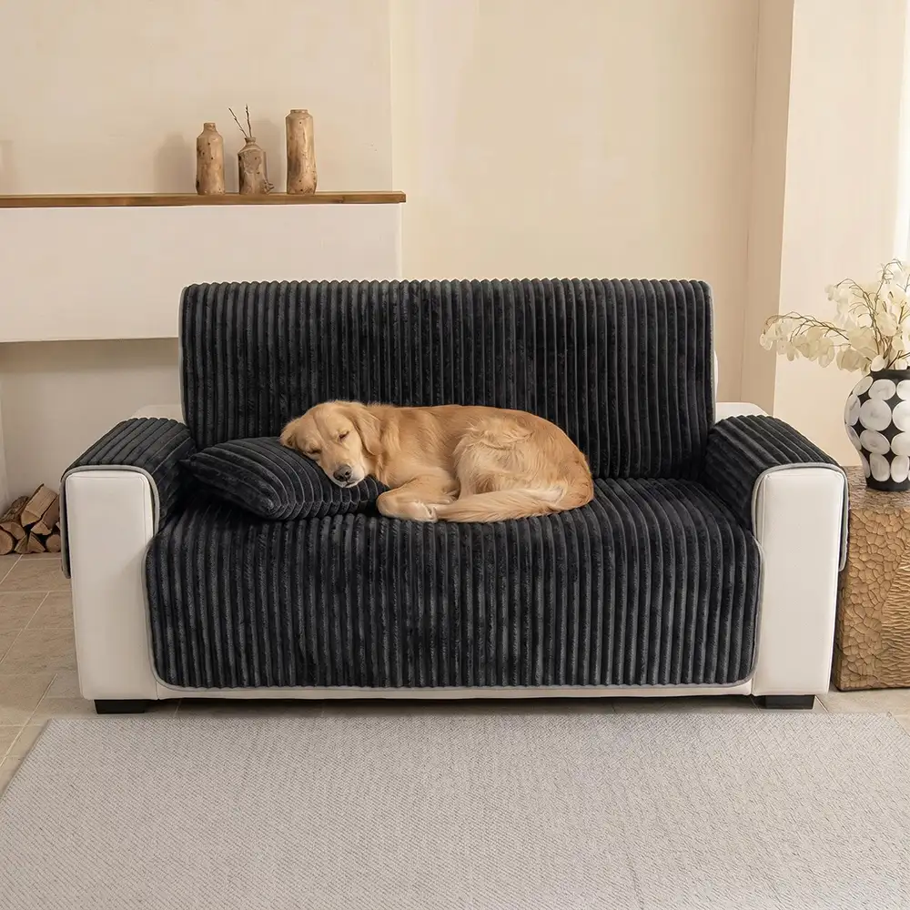 Housse fauteuil de canapé en une seule pièce non glissante, douce et adaptée aux animaux - Rayures - Image 20