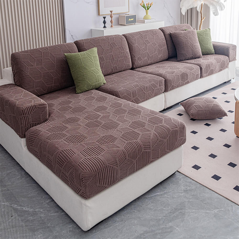 Housse de canapé d'angle extensible intégrale motif nid d’abeille déperlante - Image 13