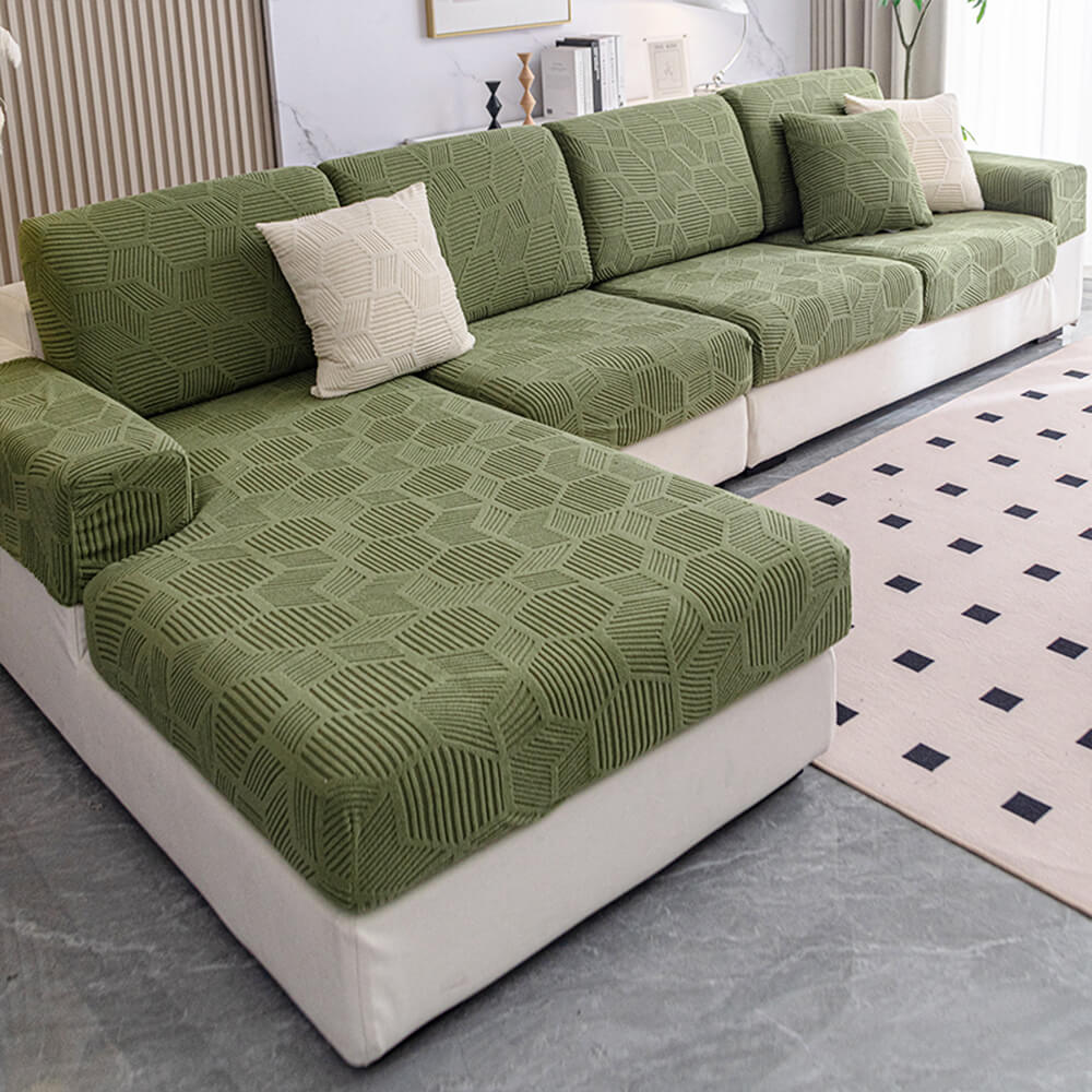 Housse de canapé d'angle extensible intégrale motif nid d’abeille déperlante - Image 8