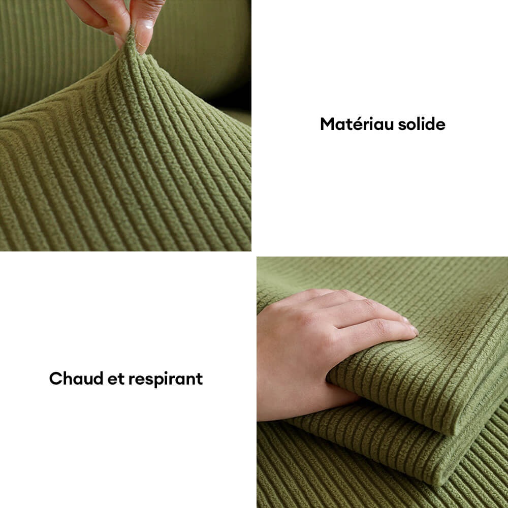 Housse de canapé d'angle extensible velours côtelé anti-rayures housse de canapé 3 places - Image 19