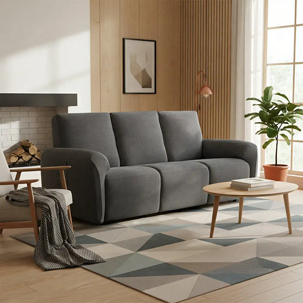 Housse fauteuil de canapé inclinable en chenille à motif en herringbone avec élastique et couverture complète - Image 2