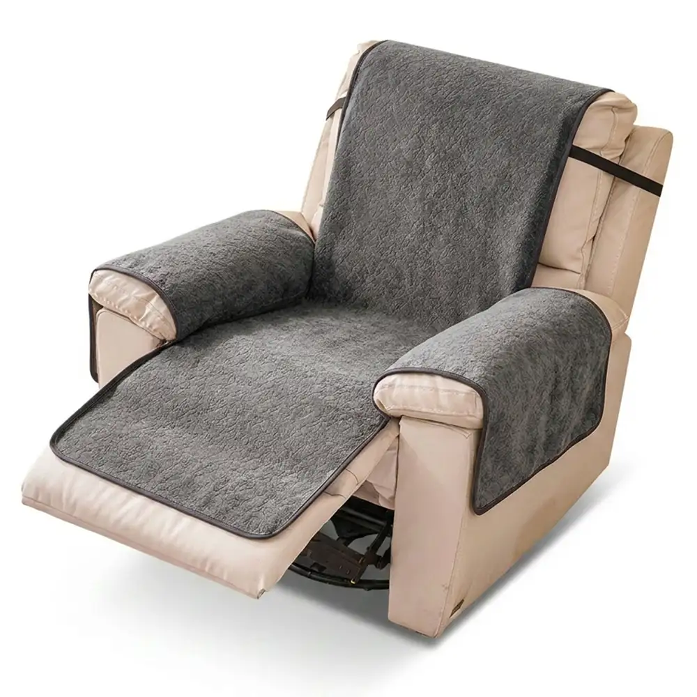 Housse de fauteuil inclinable en chenille résistant aux égratignures d'une pièce avec sangles - Flocon de neige - Image 18