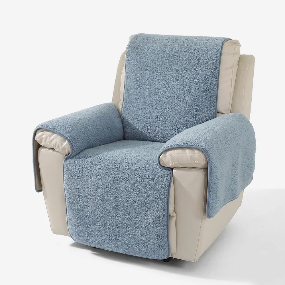 Housse de fauteuil inclinable en fausse fourrure sherpa épaisse et douce avec des sangles élastiques. - Image 13
