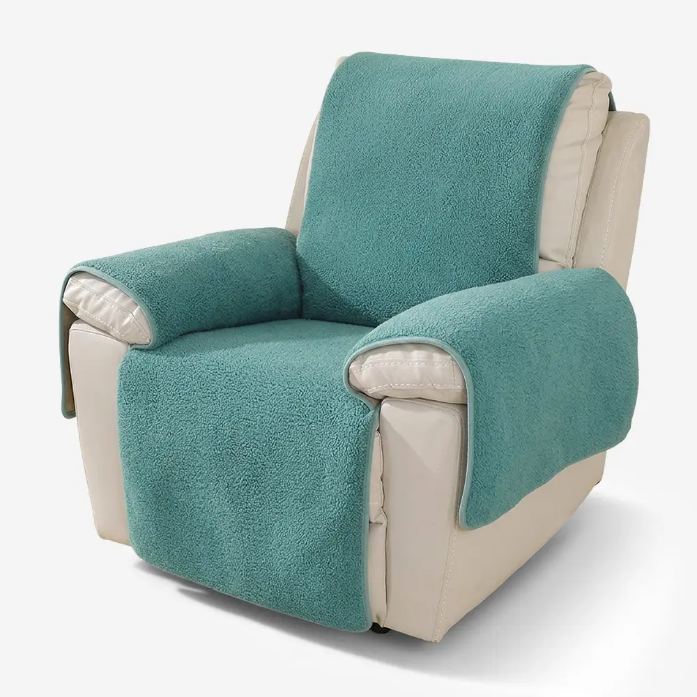 Housse de fauteuil inclinable en fausse fourrure sherpa épaisse et douce avec des sangles élastiques. - Image 15