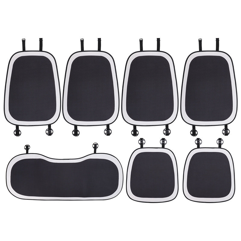 Housse de siège de voiture en maille respirante à damier de luxe ensemble complet - Image 11