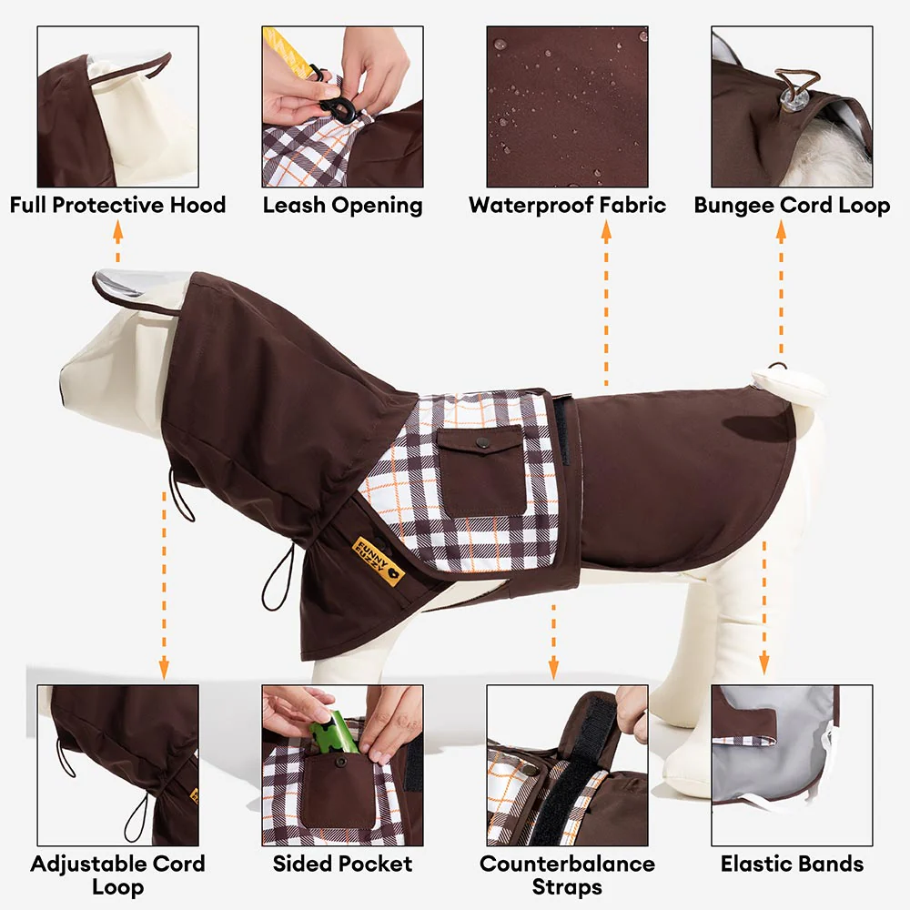 Imperméable ajustable pour chien à carreaux vintage protection contre les intempéries - Image 24