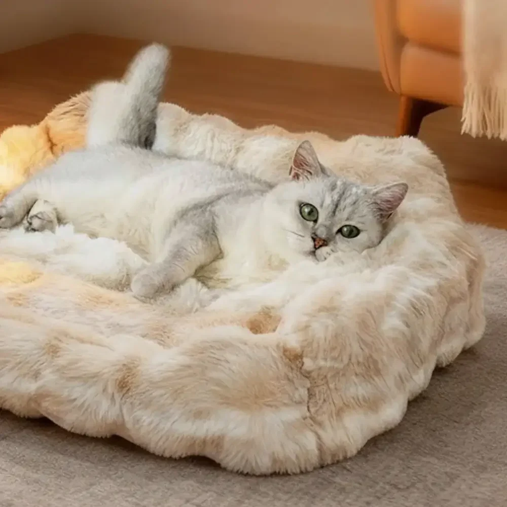 Lit moelleux en velours faux lapin pour chiens et chats - Image 3