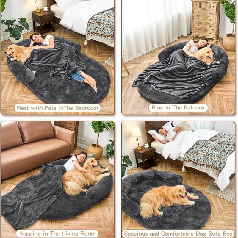 Lit orthopédique en peluche pour chien et homme - Image 11