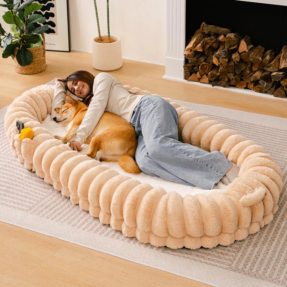 Lit orthopédique en peluche pour chien et homme - Image 14