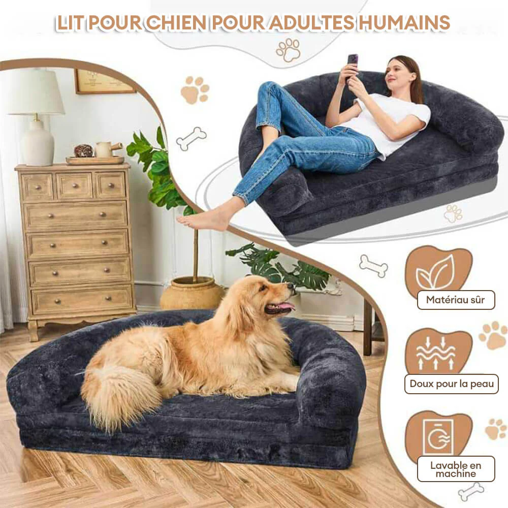 Lit orthopédique en peluche pour chien et homme - Image 22