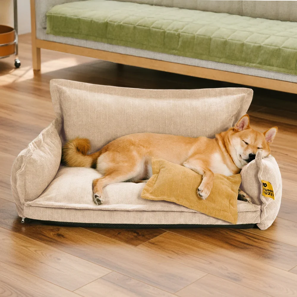 Panier orthopédique pour chien toutes saisons à double couche amovible – Rétro