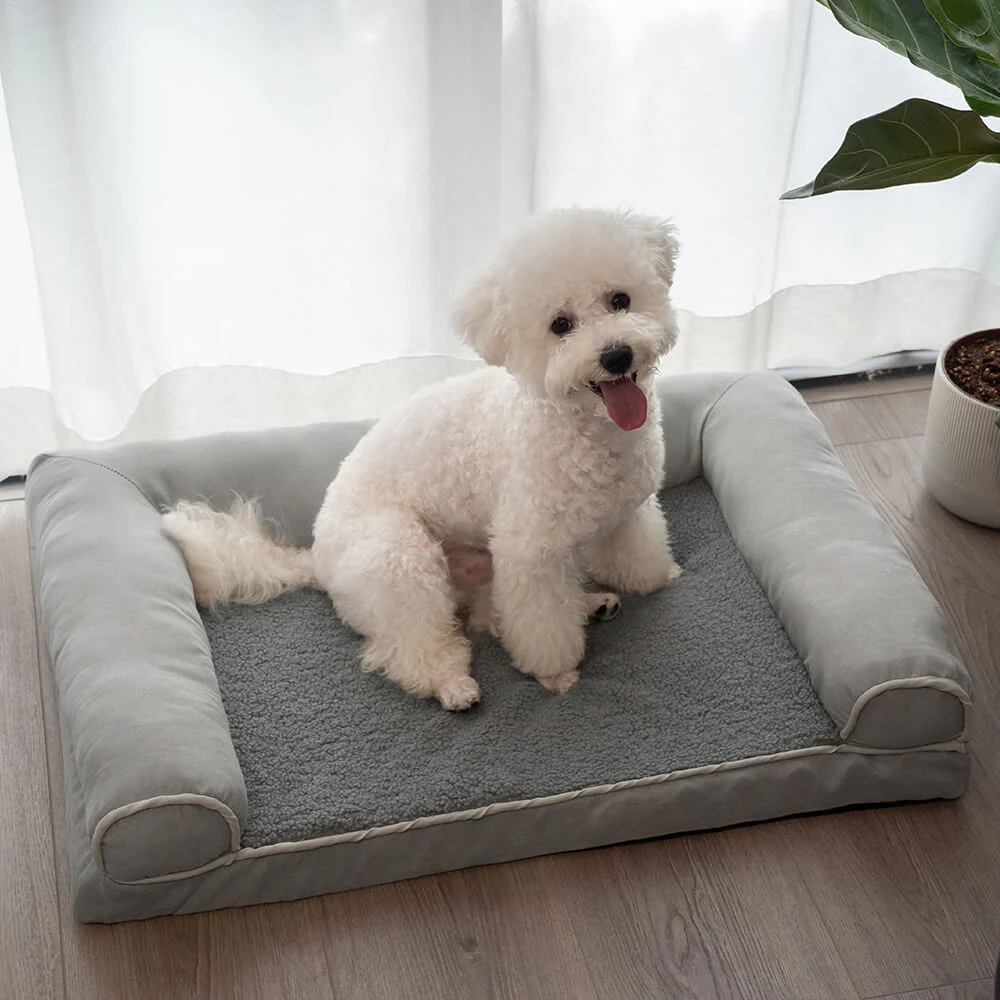 Lit orthopédique pour chien à soutien complet molletonné et en simili suède - Image 14