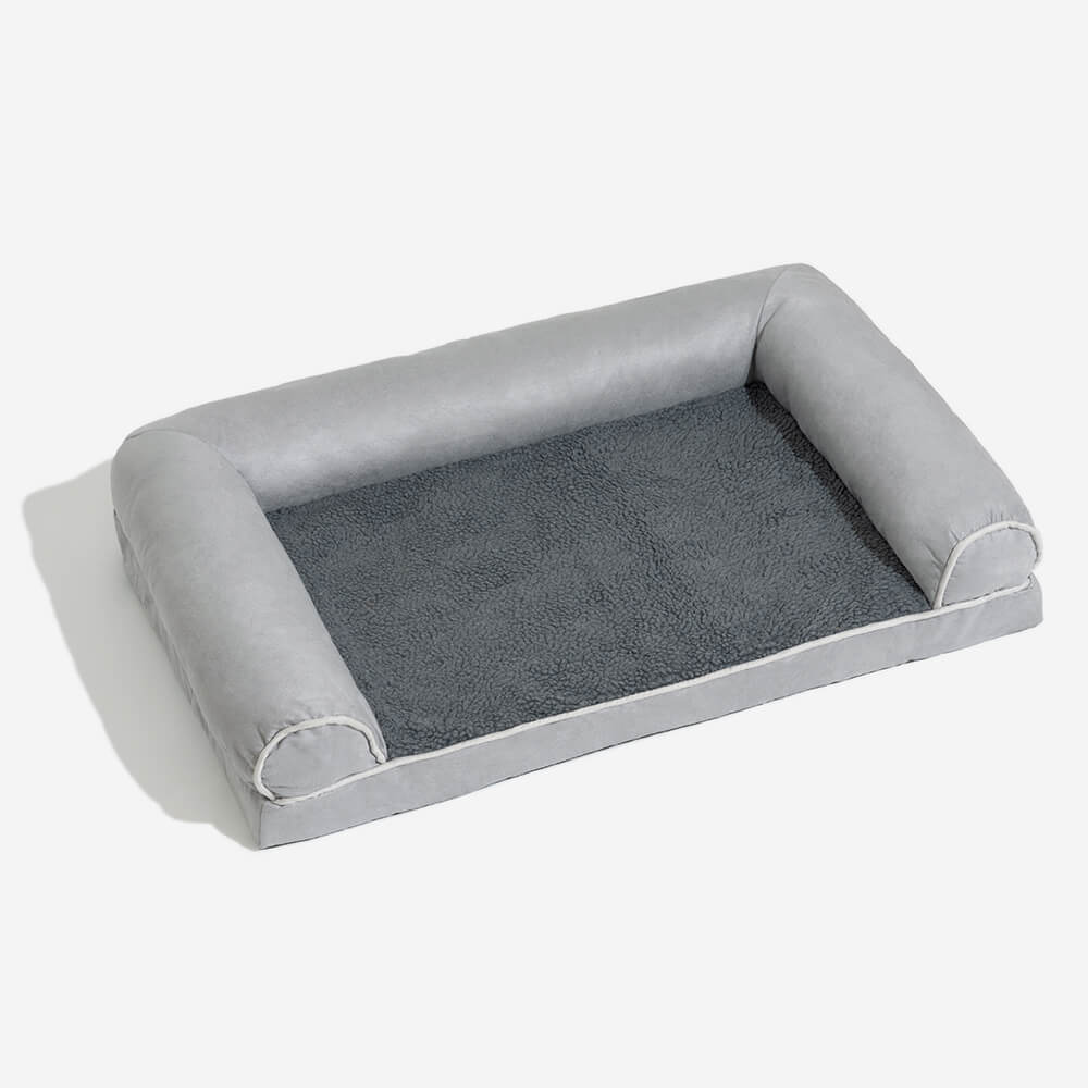 Lit orthopédique pour chien à soutien complet molletonné et en simili suède - Image 16