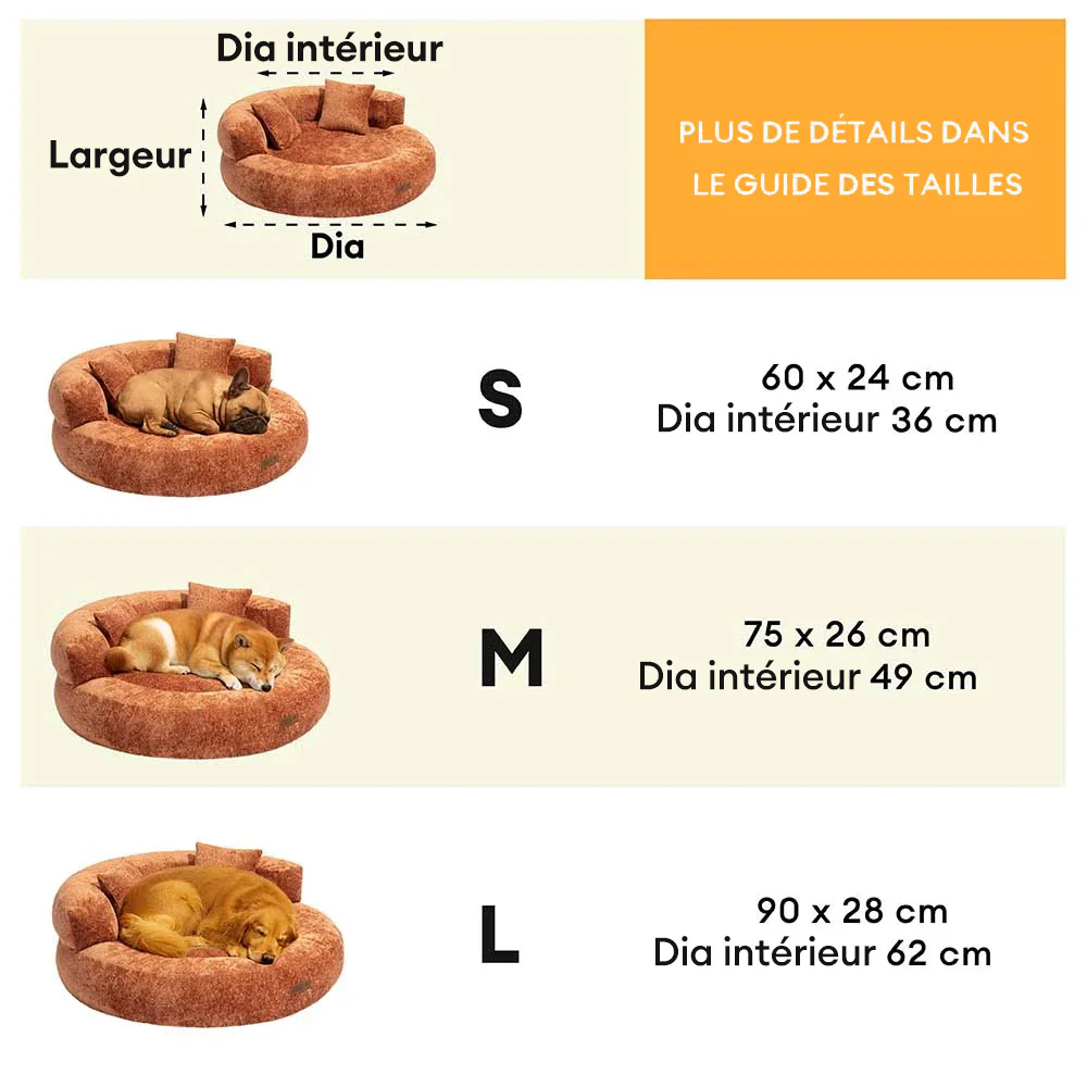 Lit orthopédique pour chien en velours diamant amovible en forme de donut avec coussin - DreamNest - Image 11