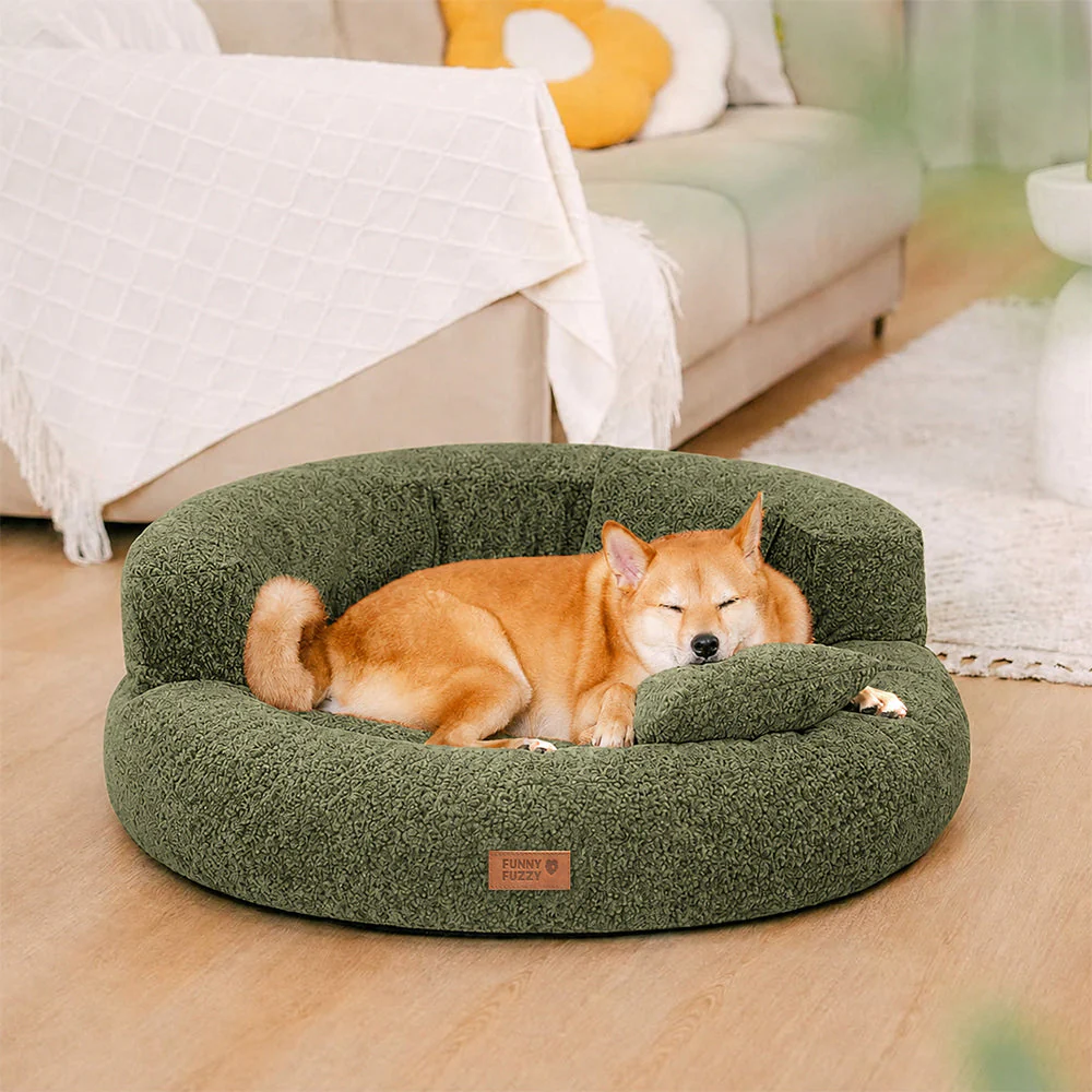 Lit orthopédique pour chien en velours diamant amovible en forme de donut avec coussin - DreamNest - Image 21