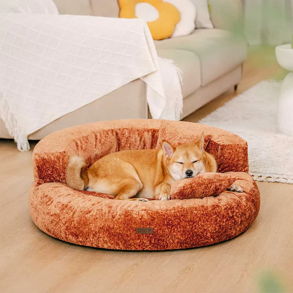Lit orthopédique pour chien en velours diamant amovible en forme de donut avec coussin - DreamNest - Image 6