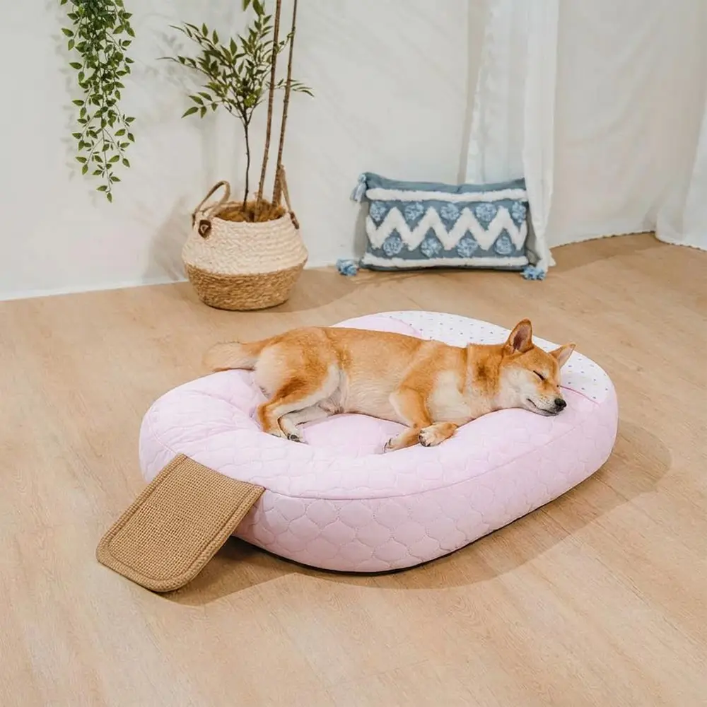 Lit apaisant rafraîchissant pour chien en soie glacée absorbant la chaleur-Crème glacée - Image 4