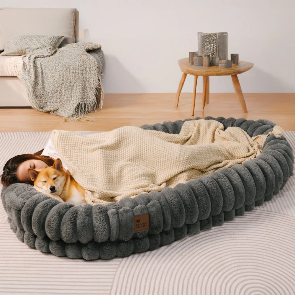 Lit pour chien et human classique et moelleux de très grande taille Donut - Berceau câlin - Image 3