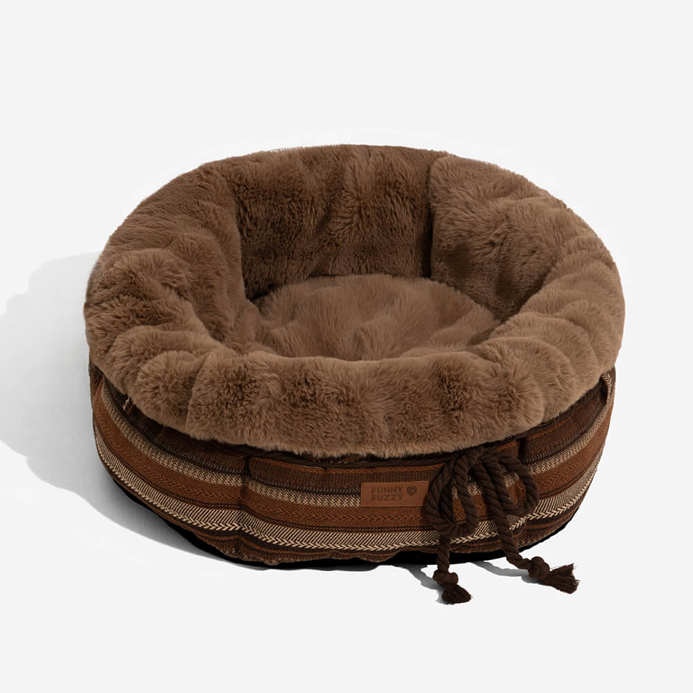 Lit pour chien en peluche Jacquard classique en forme de donut - Coin Douillet - Image 18