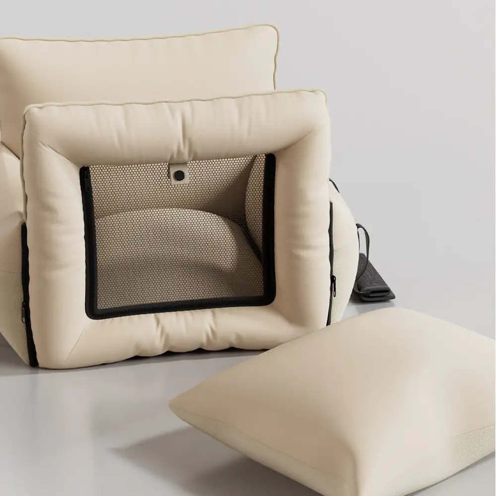 Litière pour chien en faux cuir étanche et extensible avec fenêtre en maille visible. - Image 11