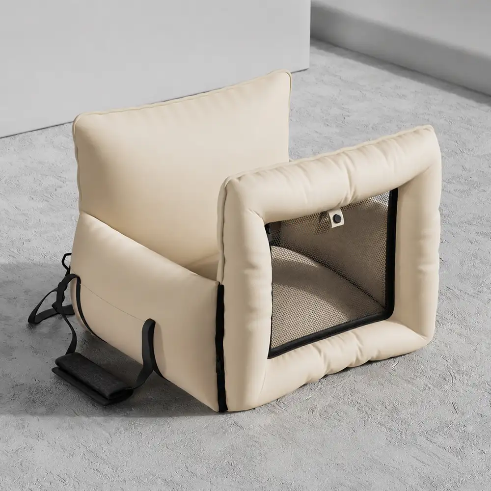 Litière pour chien en faux cuir étanche et extensible avec fenêtre en maille visible. - Image 12
