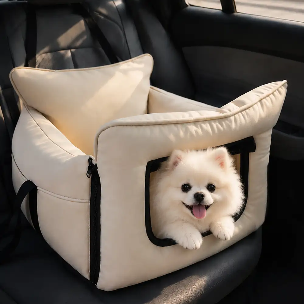 Litière pour chien en faux cuir étanche et extensible avec fenêtre en maille visible. - Image 2