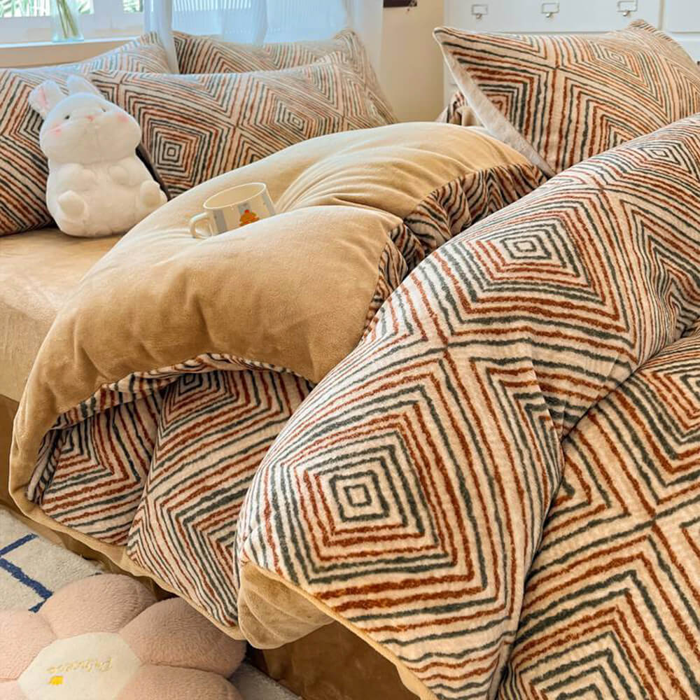 Parure de Draps en Velours Lait avec Protection Chaude et Design Line Art - Image 13