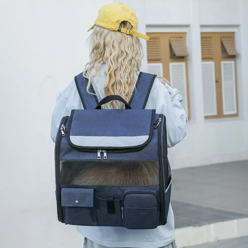 Sac à dos de transport portable à roulettes pour animaux de compagnie avec chariot détachable