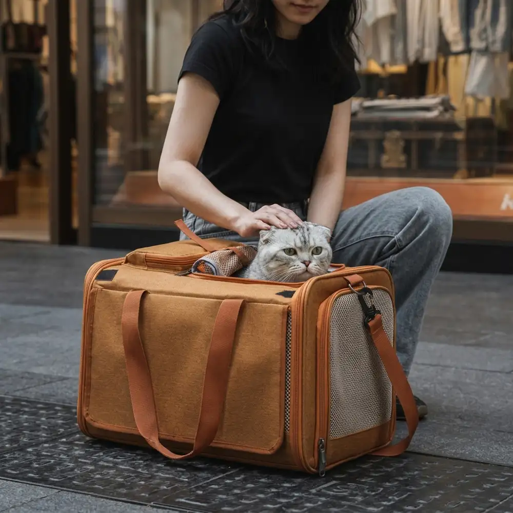Sac de transport pour chat portable, respirant, à grande capacité, extensible et multifonctionnel Approuvé par les compagnies aériennes - Image 2