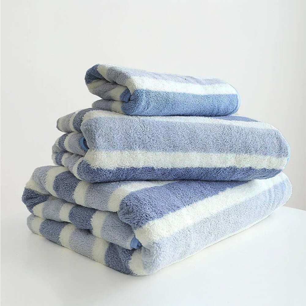 Serviette de bain rayée pour chien et chat absorbante à séchage rapide épaissie et douce - Image 6