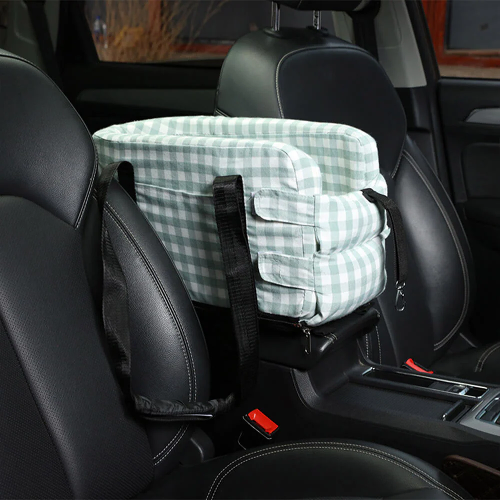 Siège de sécurité pour chien de voyage portable à carreaux avec console centrale élégante - Image 3