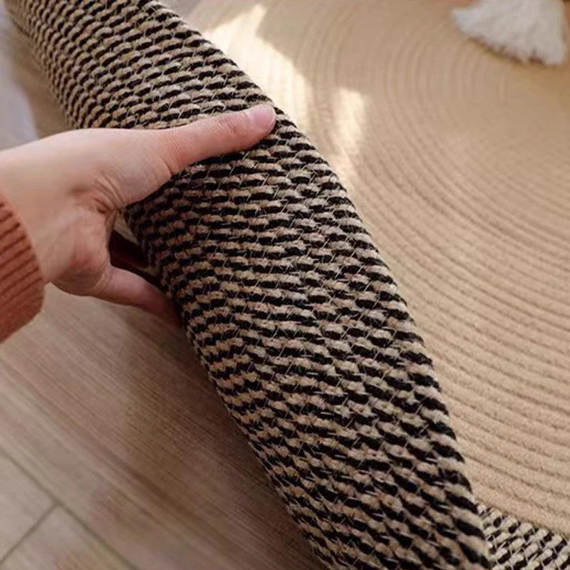 Tapis en jute tissé à la main style nordique durable avec franges pour chat - Image 5